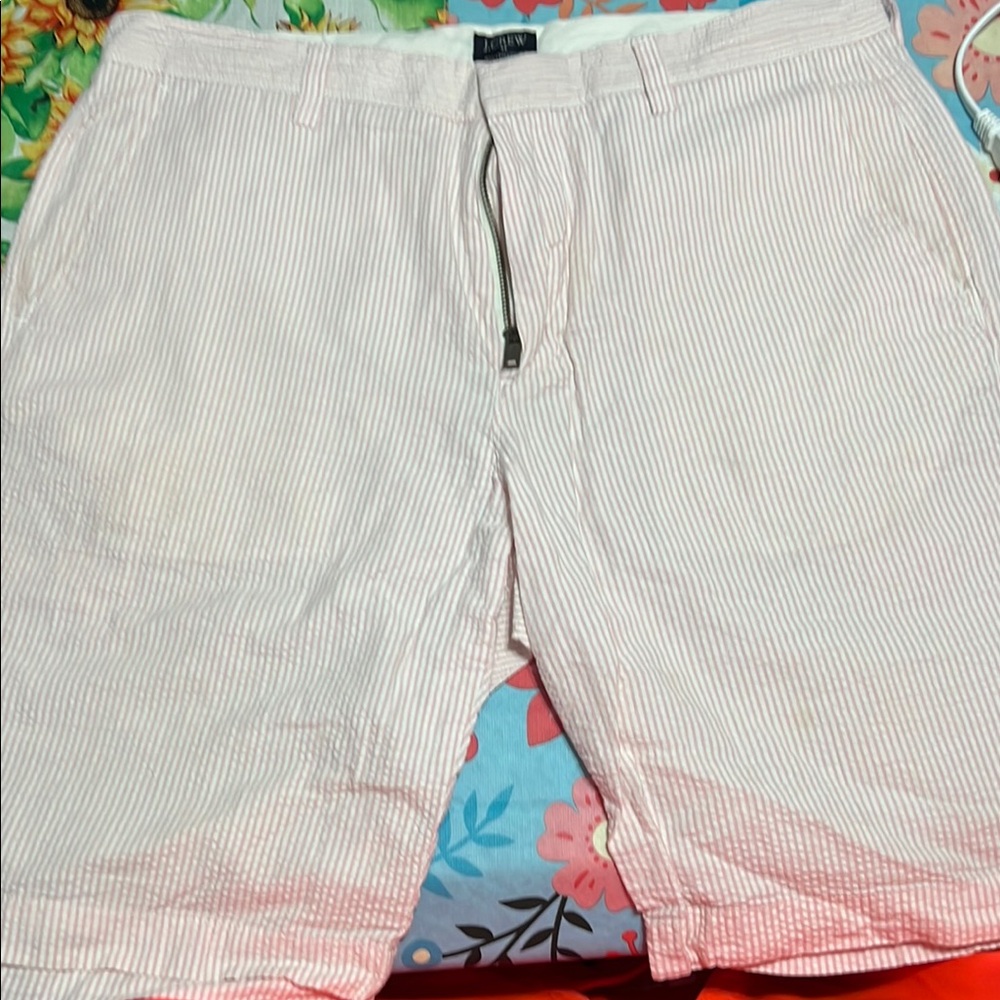 J. Crew Pink and White Striped Shorts